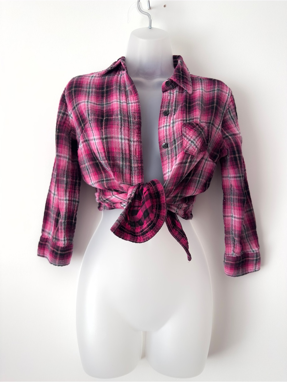 pink plaid flannel